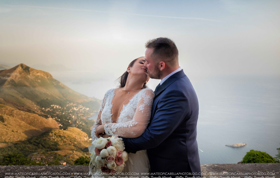 Matrimonio a Maratea Matteo Picarella fotografo bacio al tramonto